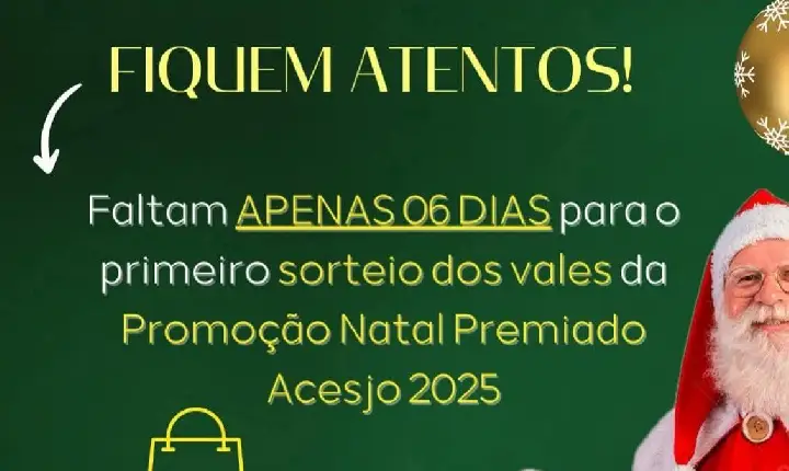 ACESJO realiza primeiro sorteio da promoção “Natal Premiado 2025” nesta Segunda-Feira