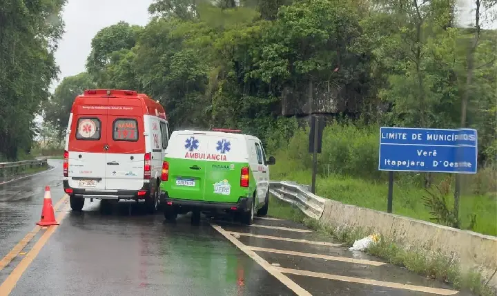 Acidente na ponte entre Verê e Itapejara D’Oeste deixa duas pessoas feridas na tarde deste Domingo