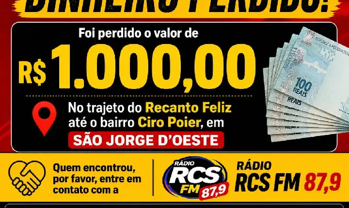 ATENÇÃO – DINHEIRO PERDIDO