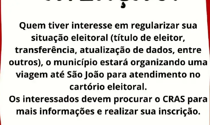 ATENÇÃO, MUNICÍPES DE SÃO JORGE D’OESTE!