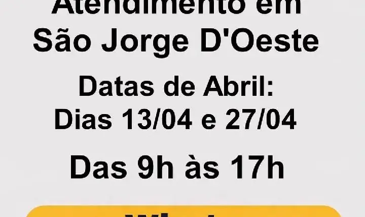 Atendimento da Polícia Civil em São Jorge D’Oeste neste mês de Abril