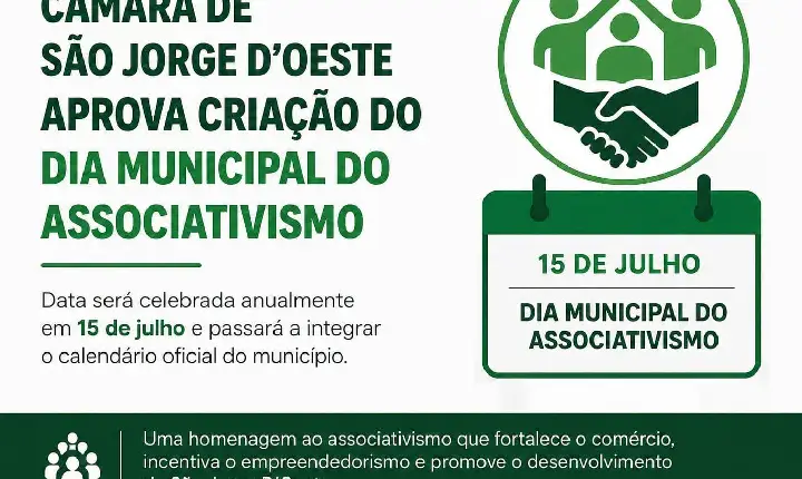 Câmara de São Jorge D'Oeste aprova criação do Dia Municipal do Associativismo