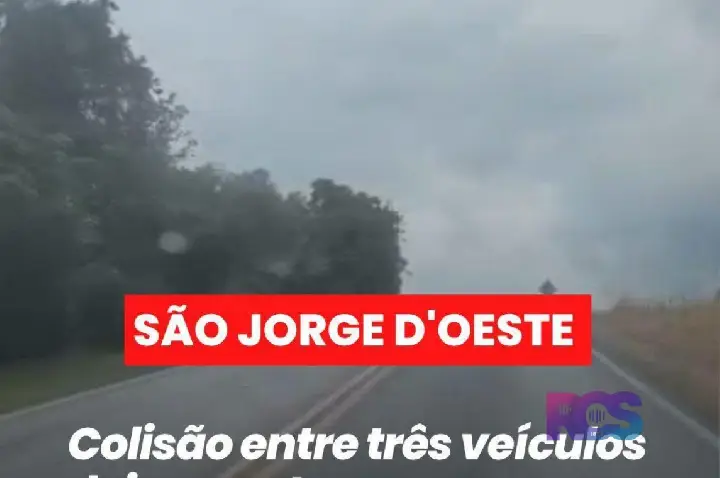 Colisão entre três veículos deixa quatro pessoas com ferimentos leves na Linha São José