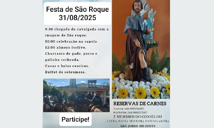 Comunidade da Linha Consoladora se prepara para a Festa de São Roque neste domingo (31)