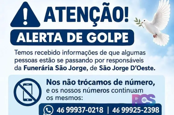 FUNERÁRIA E CERIMONIAL DE LUTO SÃO JORGE ALERTA SOBRE GOLPES COM USO DO NOME DA EMPRESA