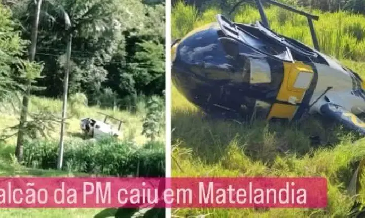 Helicóptero da PM cai em área rural de Matelândia durante operação policial