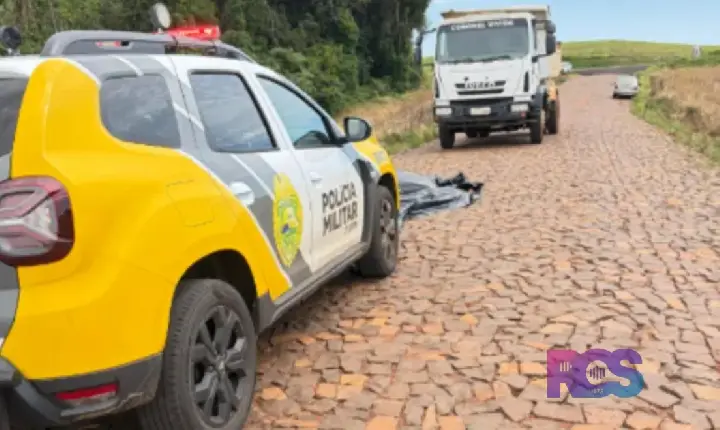 Homem de 64 anos morre após ser atropelado por caminhão caçamba no interior de Coronel Vivida