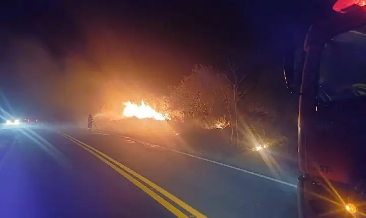 Incêndio atinge pastagem em fazenda às margens da PR-475