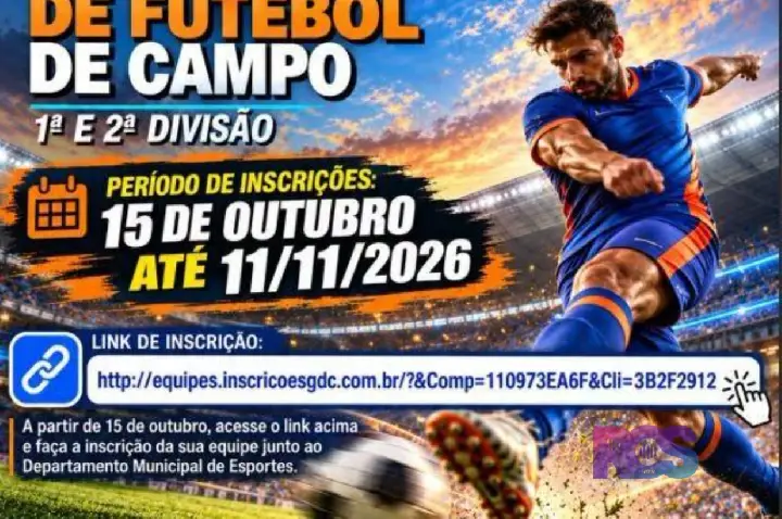 Inscrições abertas para o 31º Campeonato Municipal de Futebol de Campo de São Jorge D'Oeste!