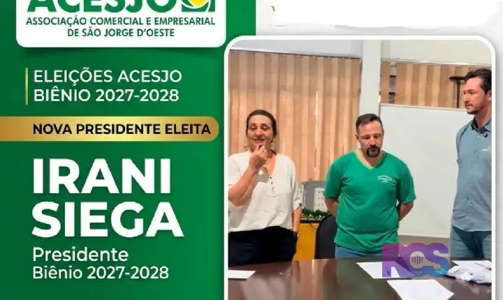Irani Siega é reconduzida à presidência da Associação Comercial de São Jorge D’Oeste com 100% dos votos