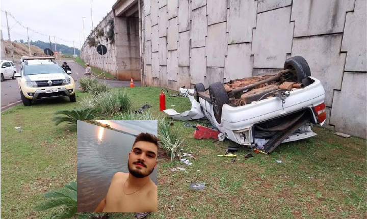 Jovem de 26 anos morre em acidente após carro cair de viaduto em Francisco Beltrão