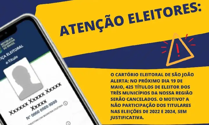MAIS DE 400 TÍTULOS SERÃO CANCELADOS NOS MUNICÍPIOS DA REGIÃO
