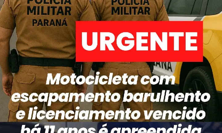 Motocicleta com escapamento barulhento e licenciamento vencido há 11 anos é apreendida em São Jorge D’Oeste