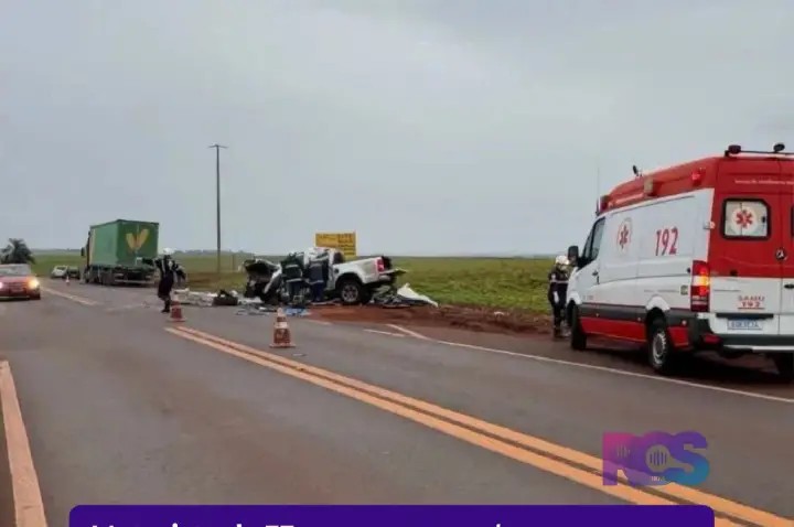 Motorista de 37 anos morre após caminhonete bater contra carreta na PR-239, entre Assis Chateaubriand e Toledo