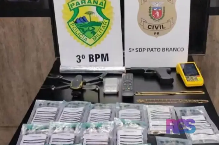 Operação conjunta prende duas pessoas e apreende drogas, celulares e drone em Itapejara d’Oeste