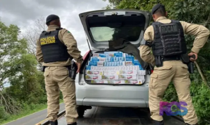 PM apreende veículo carregado com cigarros contrabandeados em Itapejara D’Oeste