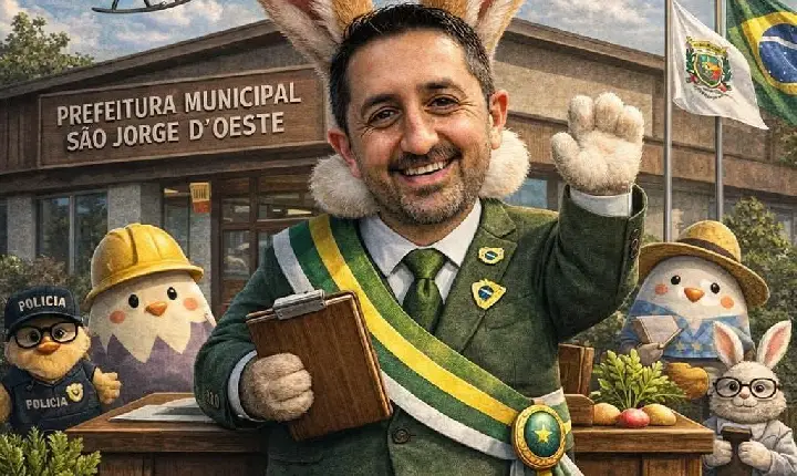 Prefeito de São Jorge D’Oeste entra no clima da Páscoa e viraliza com publicação bem-humorada nas redes sociais