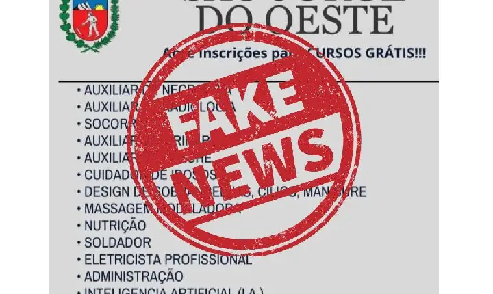 Prefeitura de São Jorge D’Oeste alerta população sobre golpe envolvendo falsos cursos gratuitos