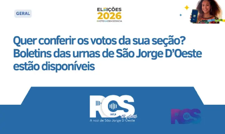 Quer conferir os votos da sua seção? Boletins das urnas de São Jorge D’Oeste estão disponíveis