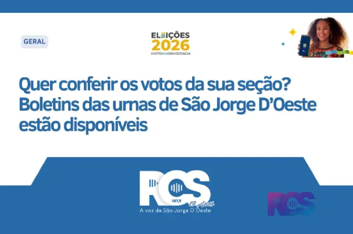 Quer conferir os votos da sua seção? Boletins das urnas de São Jorge D’Oeste estão disponíveis