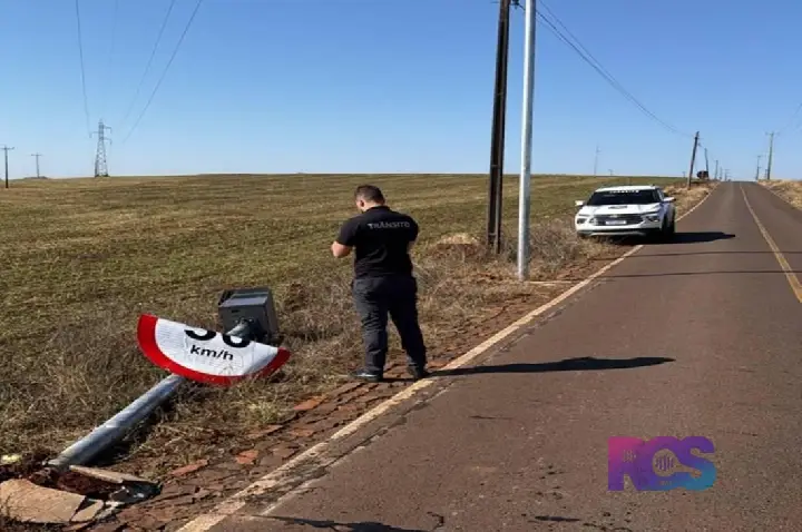 Radar de velocidade é encontrado arrancado em estrada rural de Dois Vizinhos