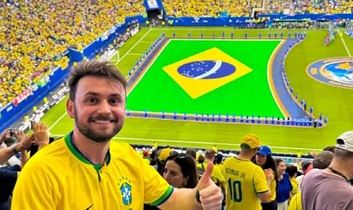 Sanjorgense realiza sonho de acompanhar vitória do Brasil sobre a Escócia na Copa do Mundo em Miami