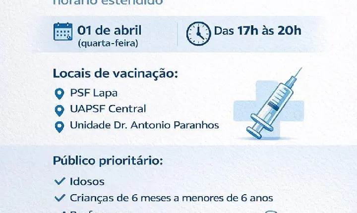 São Jorge D’Oeste amplia horário de vacinação contra a gripe e reforça proteção aos grupos prioritários