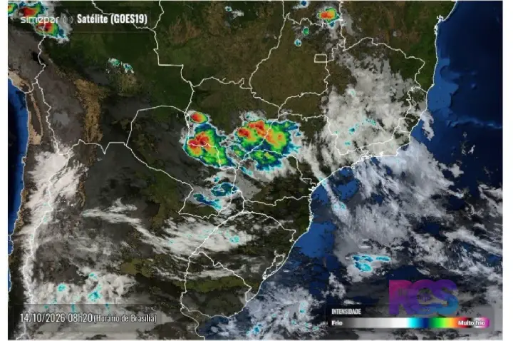 São Jorge D’Oeste está entre as áreas com previsão de chuva forte e risco de temporais no Paraná