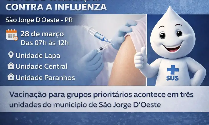 São Jorge D’Oeste promove Dia D de vacinação contra a Influenza neste sábado
