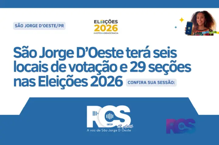 São Jorge D’Oeste terá seis locais de votação e 29 seções nas Eleições 2026