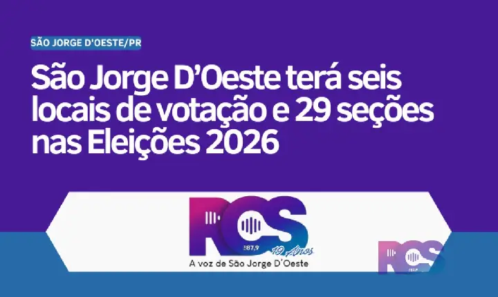 São Jorge D’Oeste terá seis locais de votação e 29 seções nas Eleições 2026