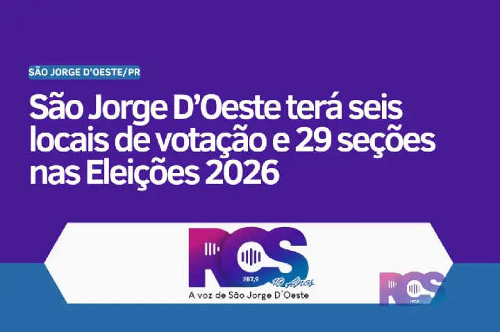 São Jorge D’Oeste terá seis locais de votação e 29 seções nas Eleições 2026