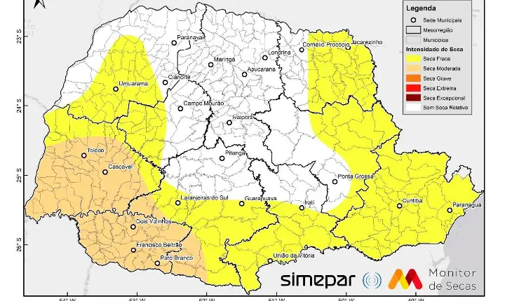 Seca recua em várias regiões do Paraná, aponta monitor nacional