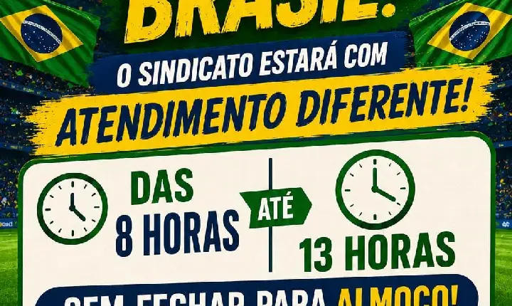 Sindicato dos Trabalhadores Rurais terá atendimento especial durante jogo do Brasil