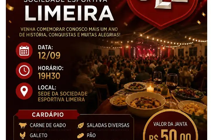 Sociedade Esportiva Limeira promove jantar dançante de aniversário