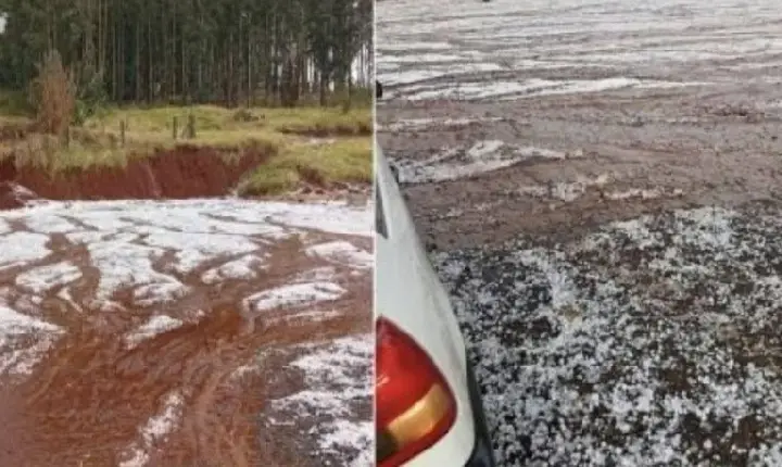 Temporal com granizo surpreende moradores de Chopinzinho e Coronel Vivida