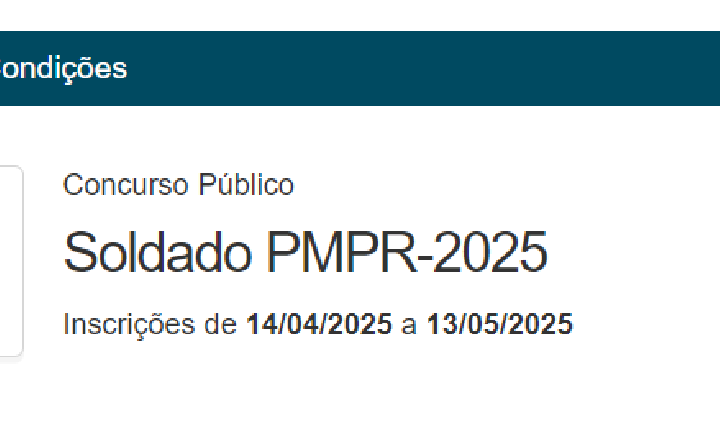 TERMINA HOJE DIA 13/05 PRAZO PARA INSCREVER-SE NO CONCURSO PARA SOLDADO DA PMPR 2025