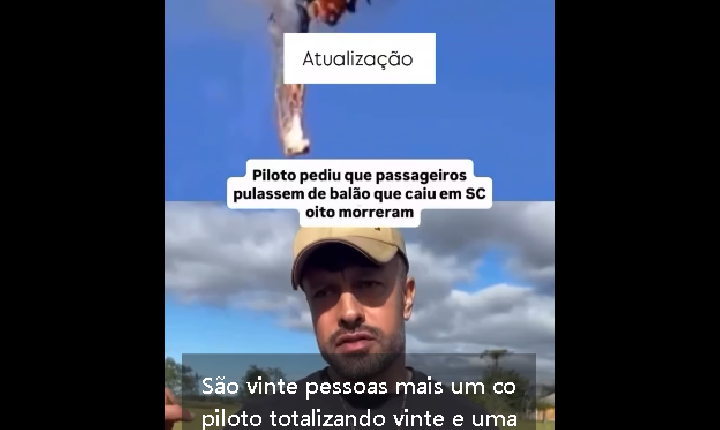 Tragédia em voo de balão deixa 8 mortos e 13 feridos em Praia Grande (SC)