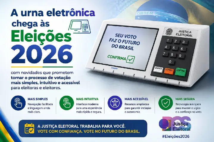 Urna eletrônica chega às Eleições 2026 com novidades para facilitar a votação