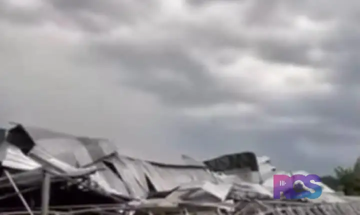 Ventos fortes derrubam galpão durante temporal em Dionísio Cerqueira