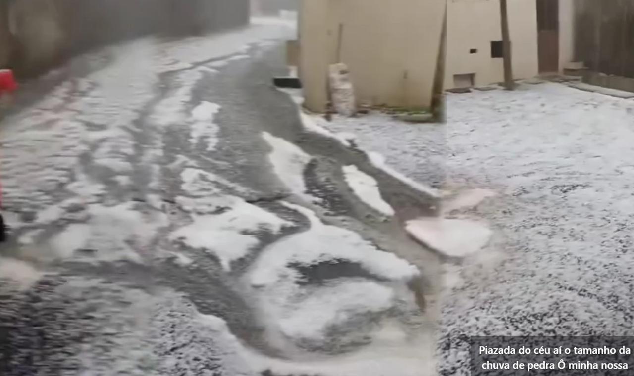 Chuva de granizo é registrada no município de Pinhão neste Sábado,13