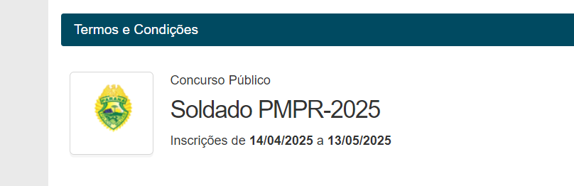 TERMINA HOJE DIA 13/05 PRAZO PARA INSCREVER-SE NO CONCURSO PARA SOLDADO DA PMPR 2025