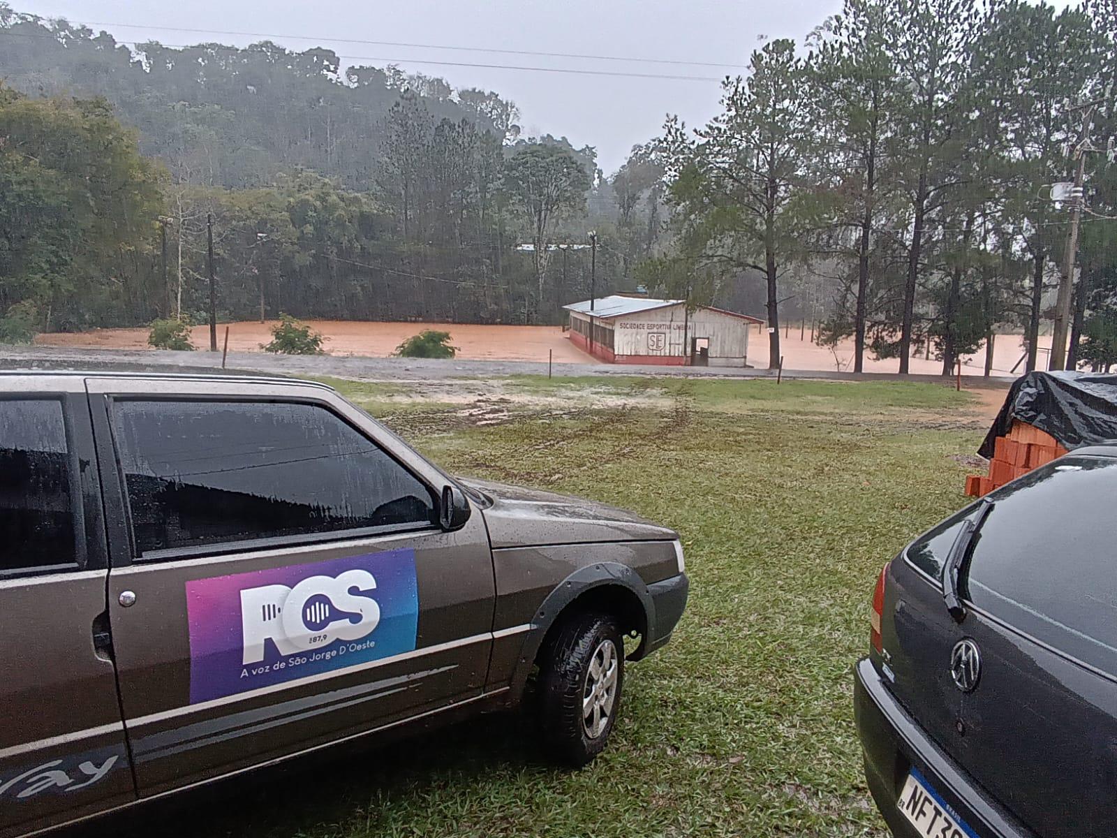 Alagamentos em São Jorge D'Oeste Causados pela Intensa Chuva Desta Quinta-Feira (26)