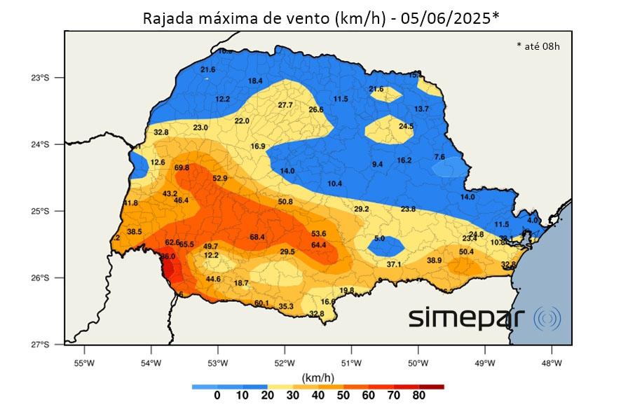 Paraná registra raios e granizo: chuva diminui na sexta, mas ganha força no fim de semana