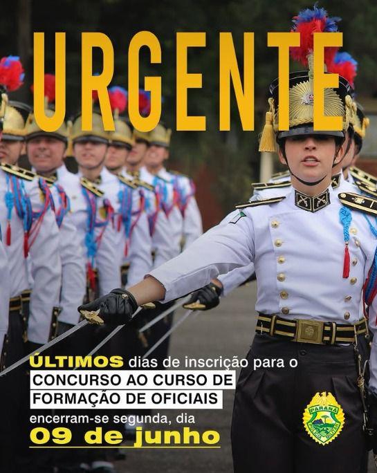 Termina nesta Segunda (09) o prazo de inscrição para o Concurso de Formação de Oficiais da Polícia Militar do Paraná