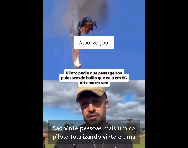 Tragédia em voo de balão deixa 8 mortos e 13 feridos em Praia Grande (SC)