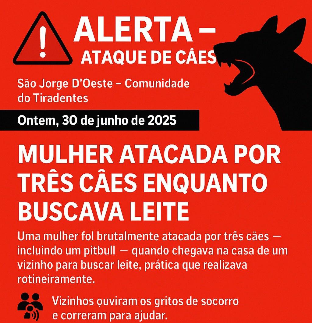 Mulher é atacada por cães ao buscar leite na comunidade do Tiradentes e precisa de atendimento especializado