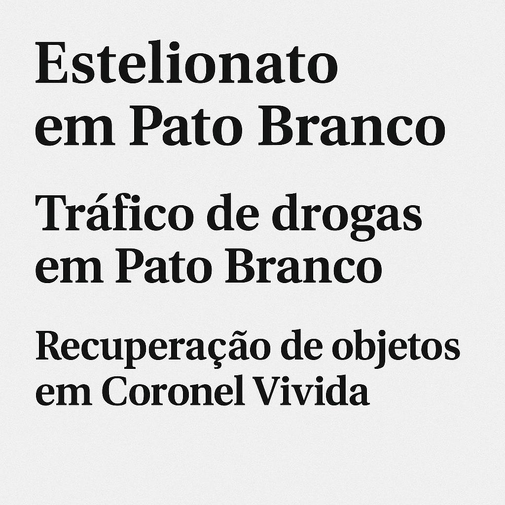 Polícia Militar do Paraná registra ocorrências de tráfico de drogas, estelionato e recuperação de objetos furtados na região Sudoeste
