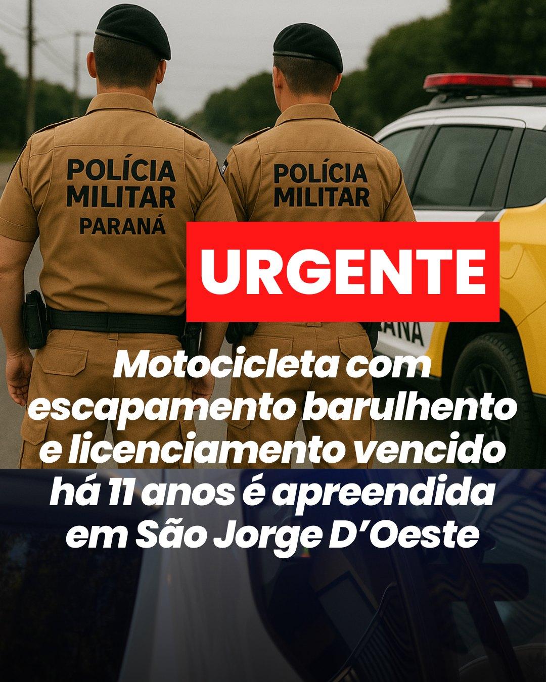 Motocicleta com escapamento barulhento e licenciamento vencido há 11 anos é apreendida em São Jorge D’Oeste