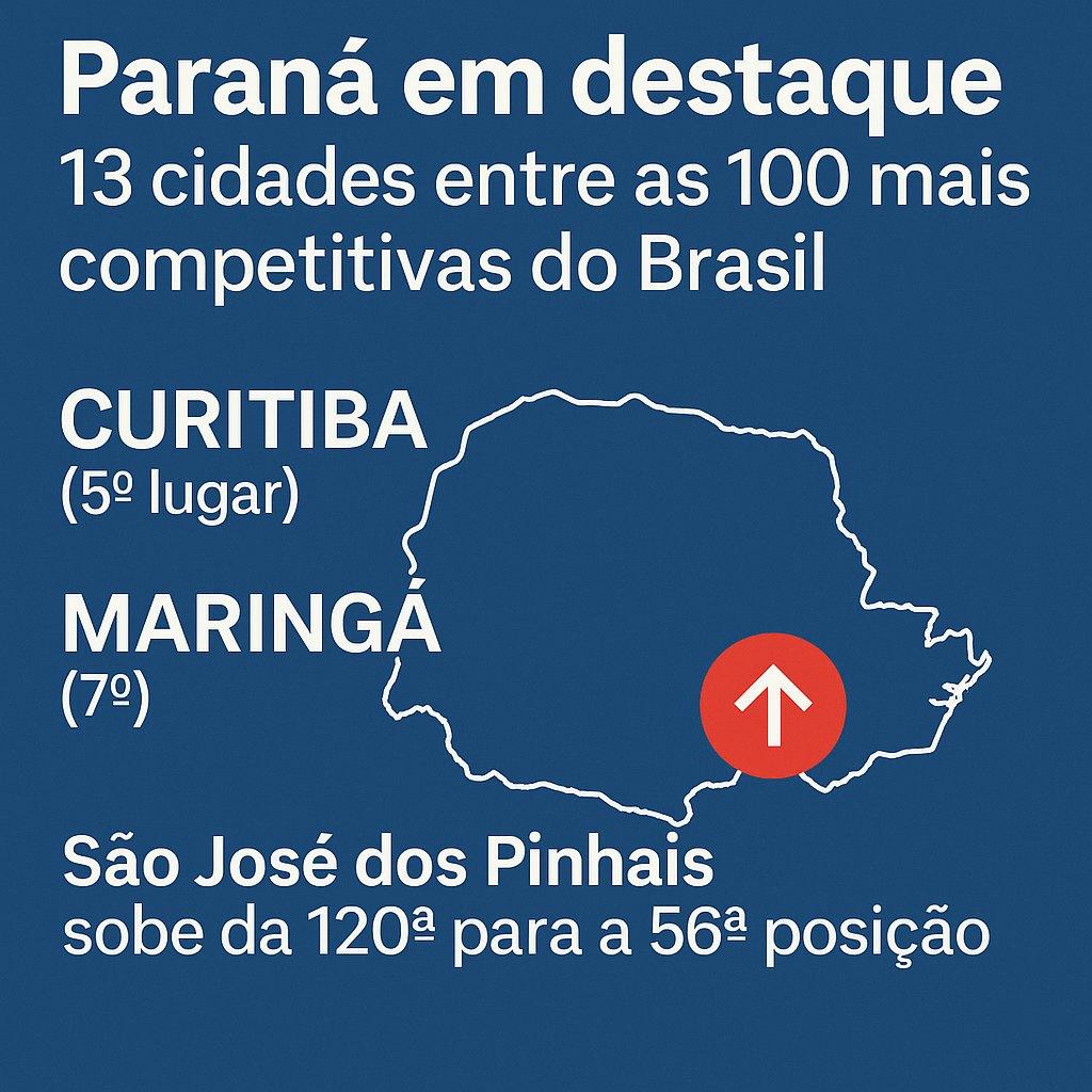 Paraná em destaque: 13 cidades entre as 100 mais competitivas do Brasil